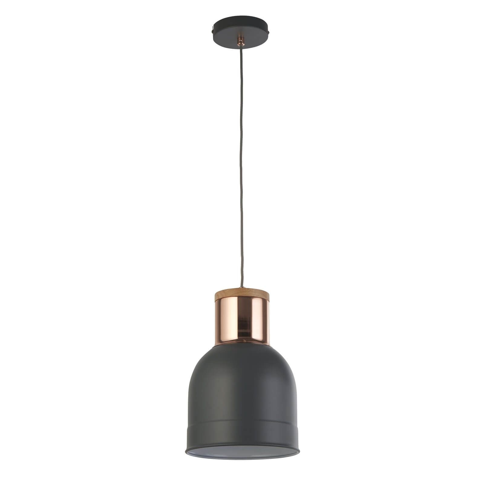 Barham 1 Light Pendant Light - Matt Grey and Copper