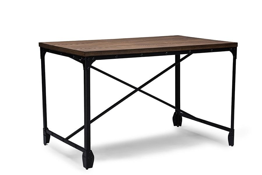 Baxton Studio Greyson Vintage Industrial Antique Bronze Home Office Wood Desk