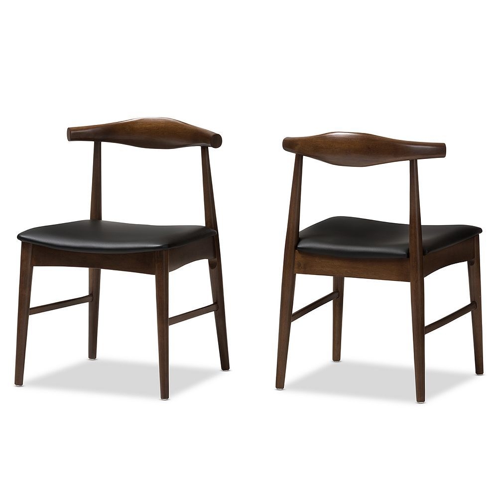Baxton Studio Mid-Century Walnut Dining Chair 2-piece Set, Black