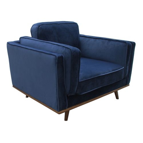 Blue Terry Velvet Armchair  - Temple & Webster