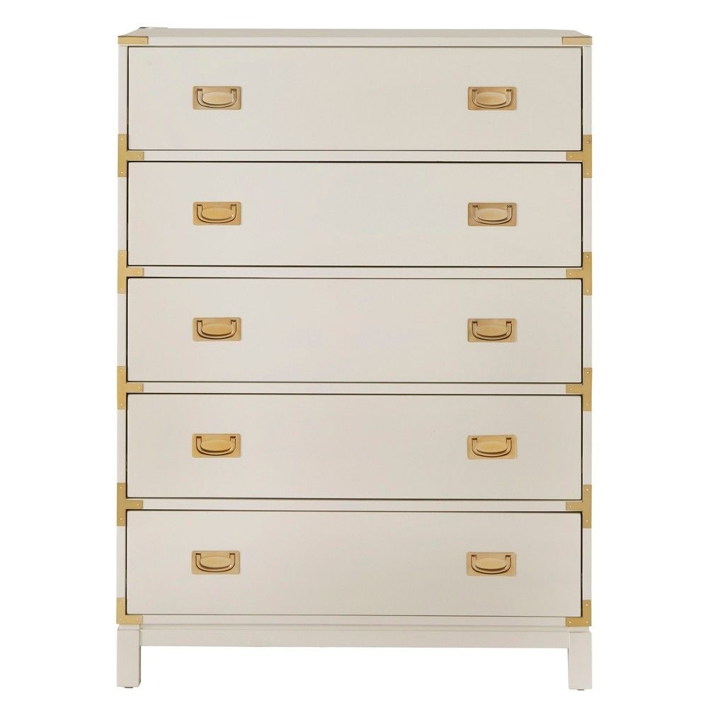 Borden Campaign 5 Drawer Chest White - Inspire Q