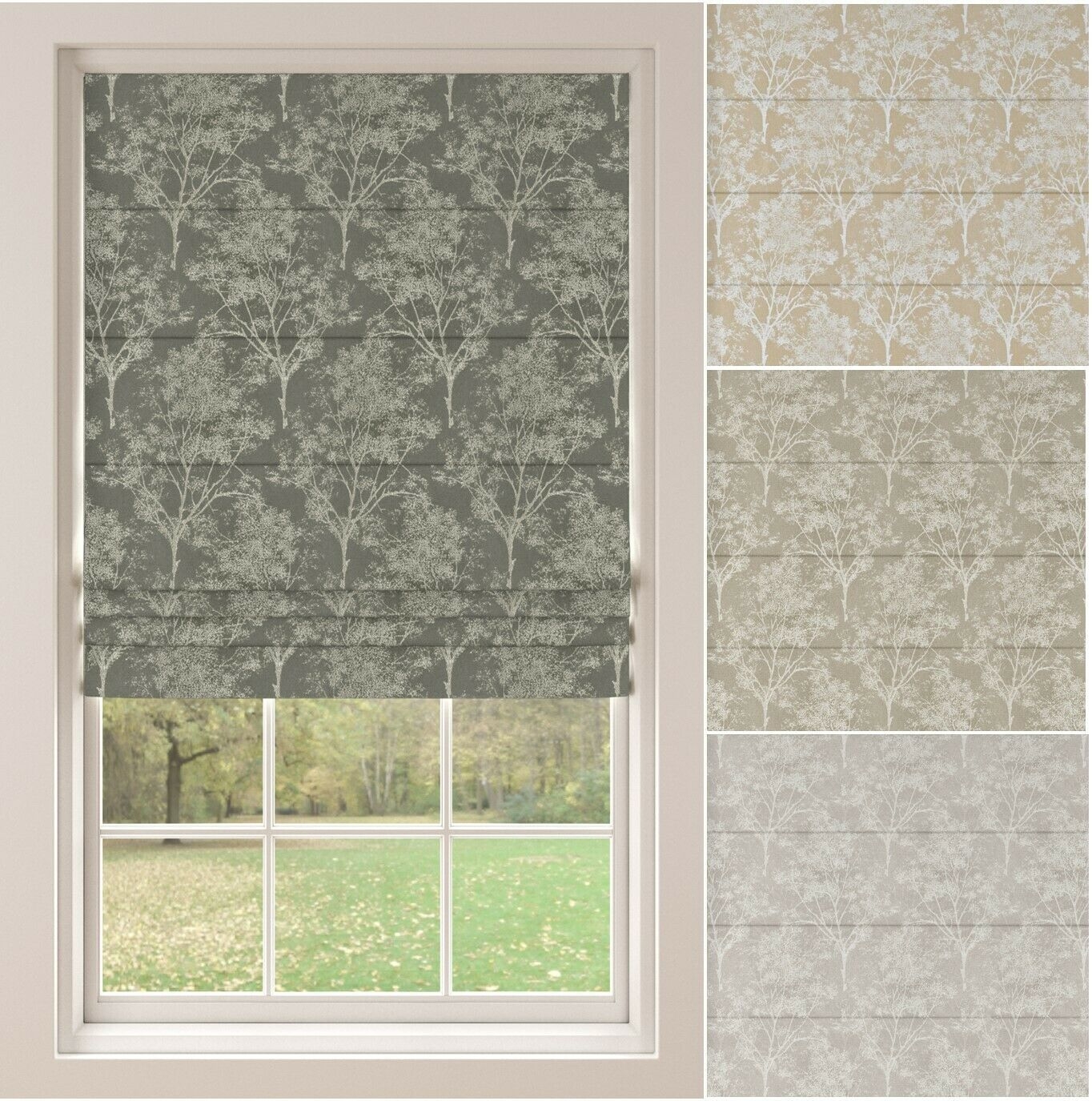 Charnwood Blackout Roman Blind Made To Measure - Charcoal , Pearl Or Stone