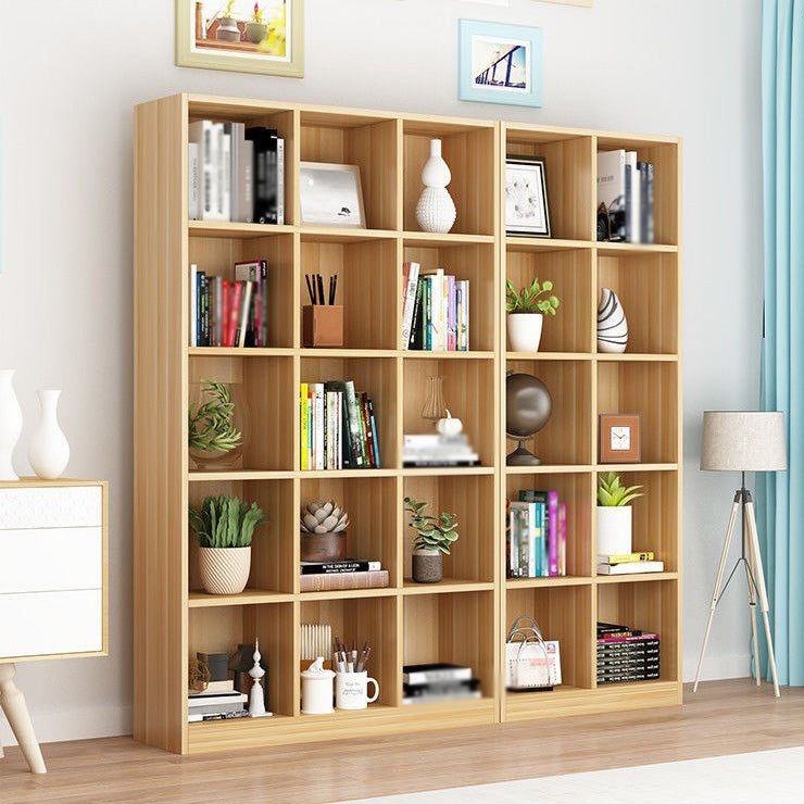 Closed Back Wood Bookshelf Scandinavian Style Bookcase for Home Office - 63L x 9.4W x 70.9H