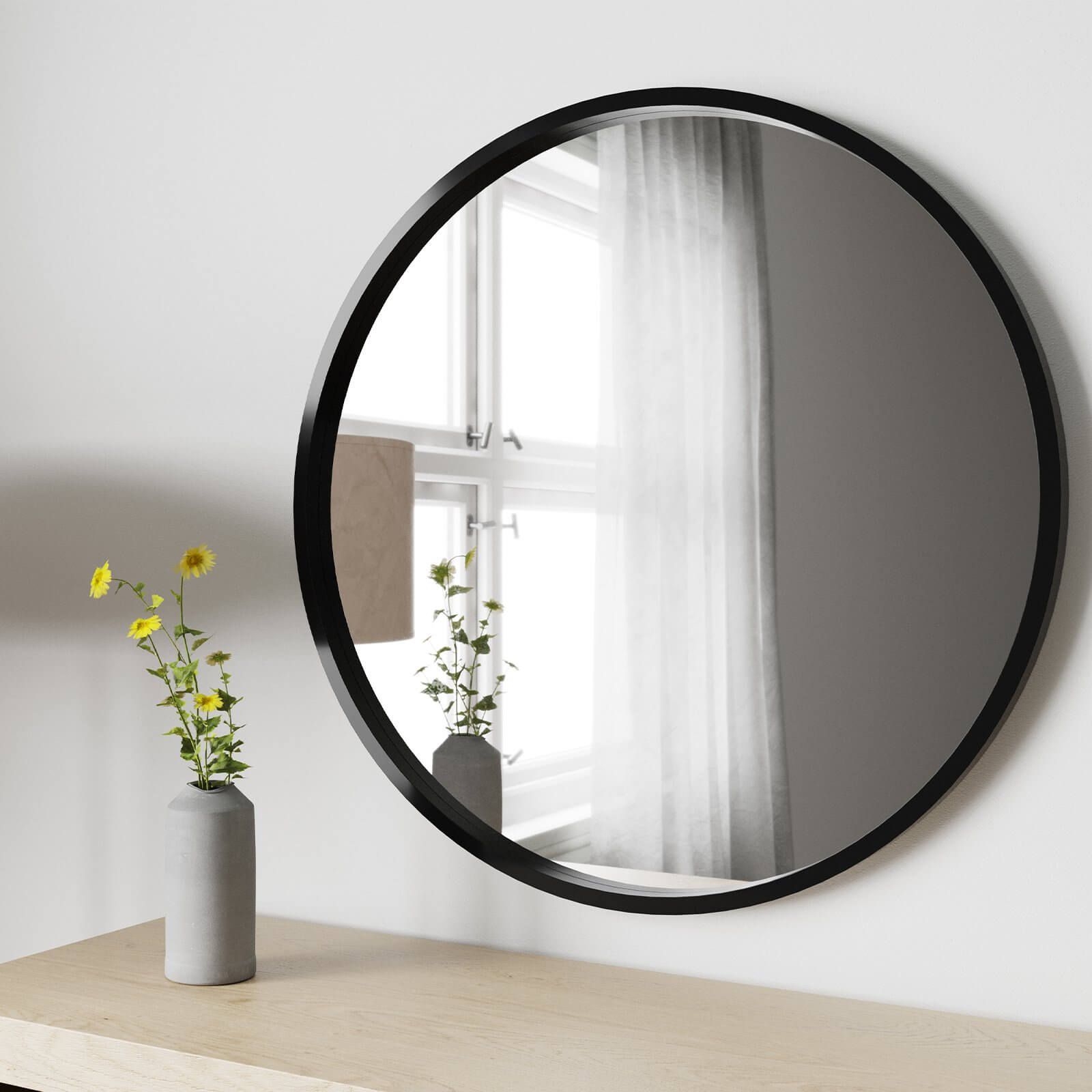 Cologne Black Round Framed Mirror