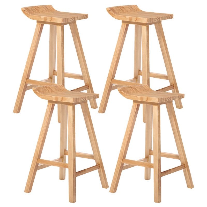 Contemporary Solid Wood Barstool Bristol Bar Stool with Footrest and Backless - 4 Piece Set / Bar Stool(30H)
