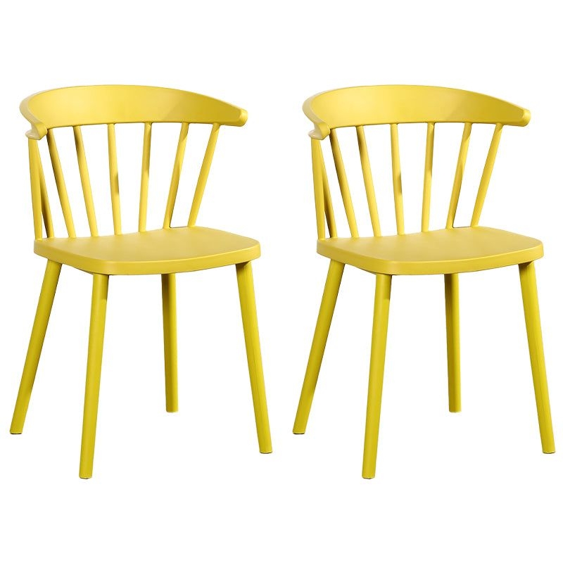 Contemporary Style Windsor Back Side Chair Plastic Dining Chair for Home - Light Yellow / 2 Piece Set