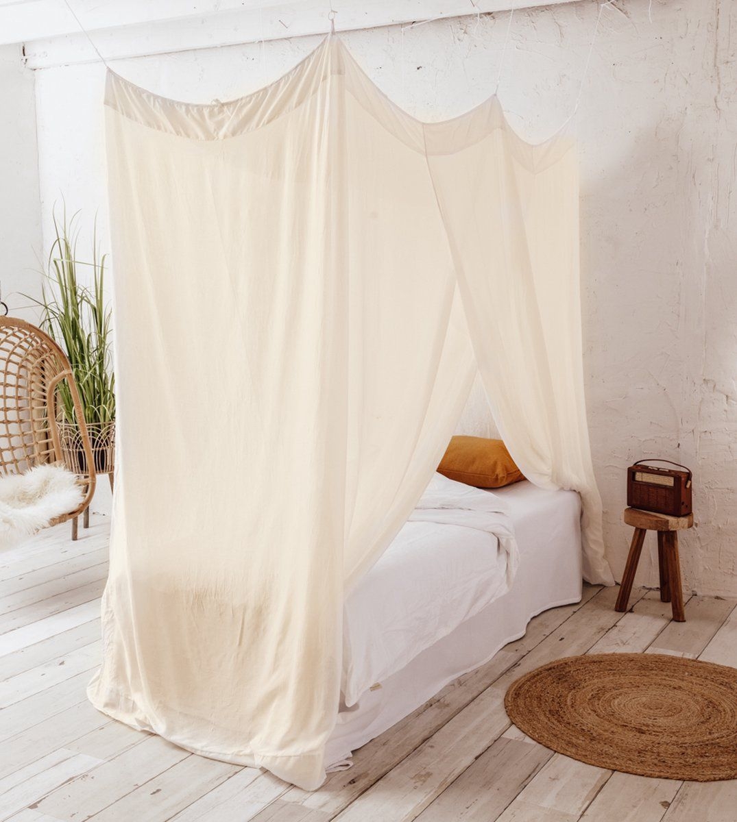 Deconet Bamboestof Klamboe - Imon - L210x B100cm Offwhite- 1 pers