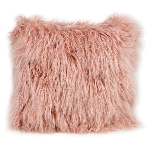 Delbee Square Sheepskin Cushion Colour: Pink, Size: 40 x 40cm - Temple & Webster