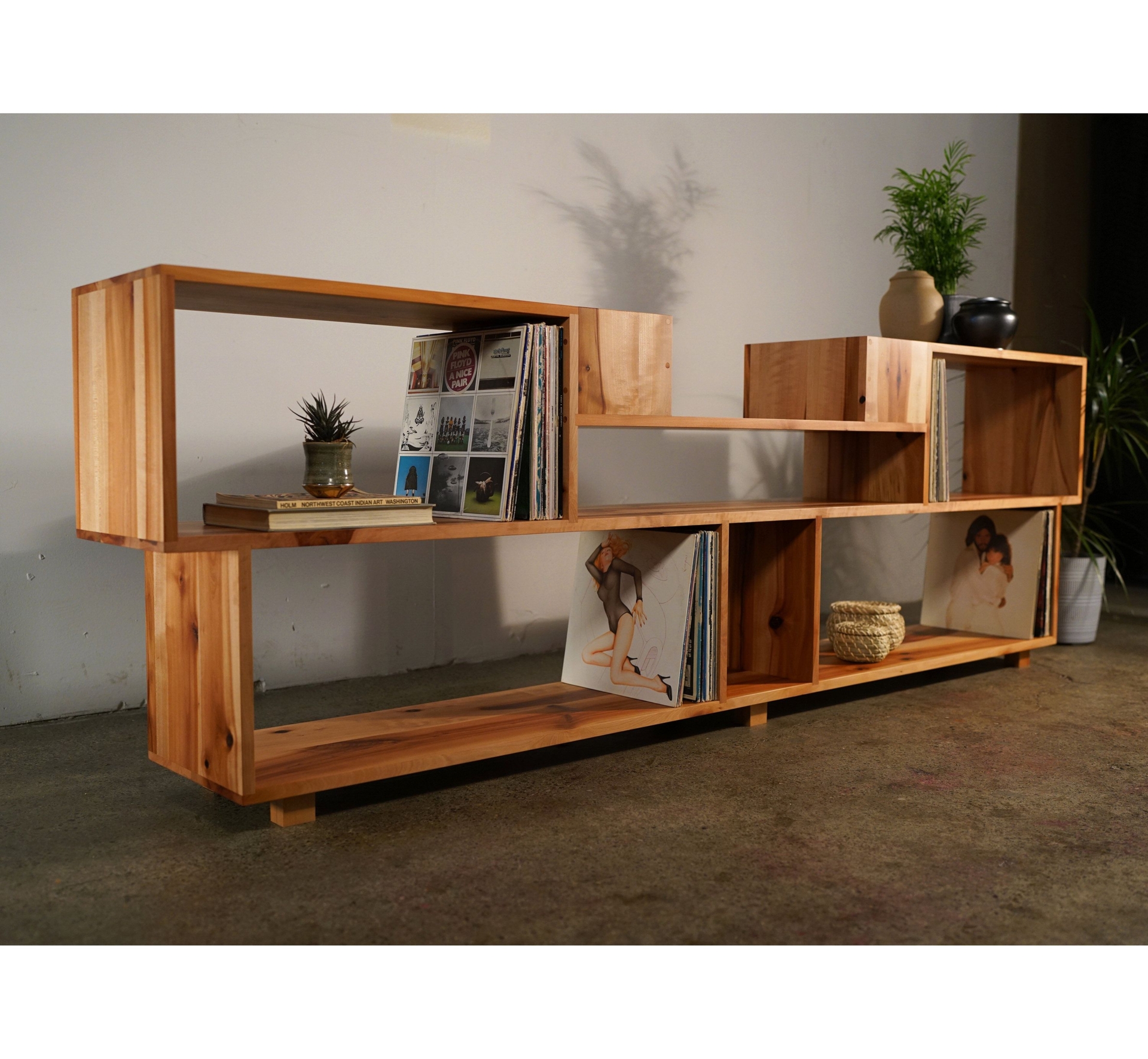 Emerson Vinyl Console, LP Storage, Modern Entertainment Storage, Modern Solid Wood Media Console, Wood Console (Shown in Madrone)