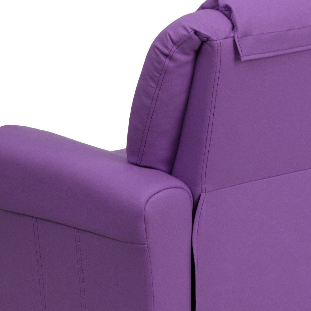 Emma and Oliver Lavender Vinyl Kids Recliner with Cup Holder and Headrest