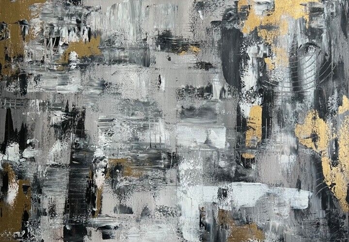 Enigmatic Elegance - Abstract Gold and Grey Wall Art