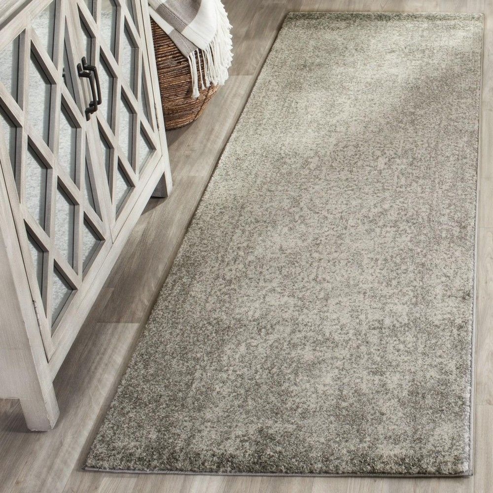 Evoke EVK256 Power Loomed Runner Rug - Silver/Ivory - 2'2"x7' - Safavieh.