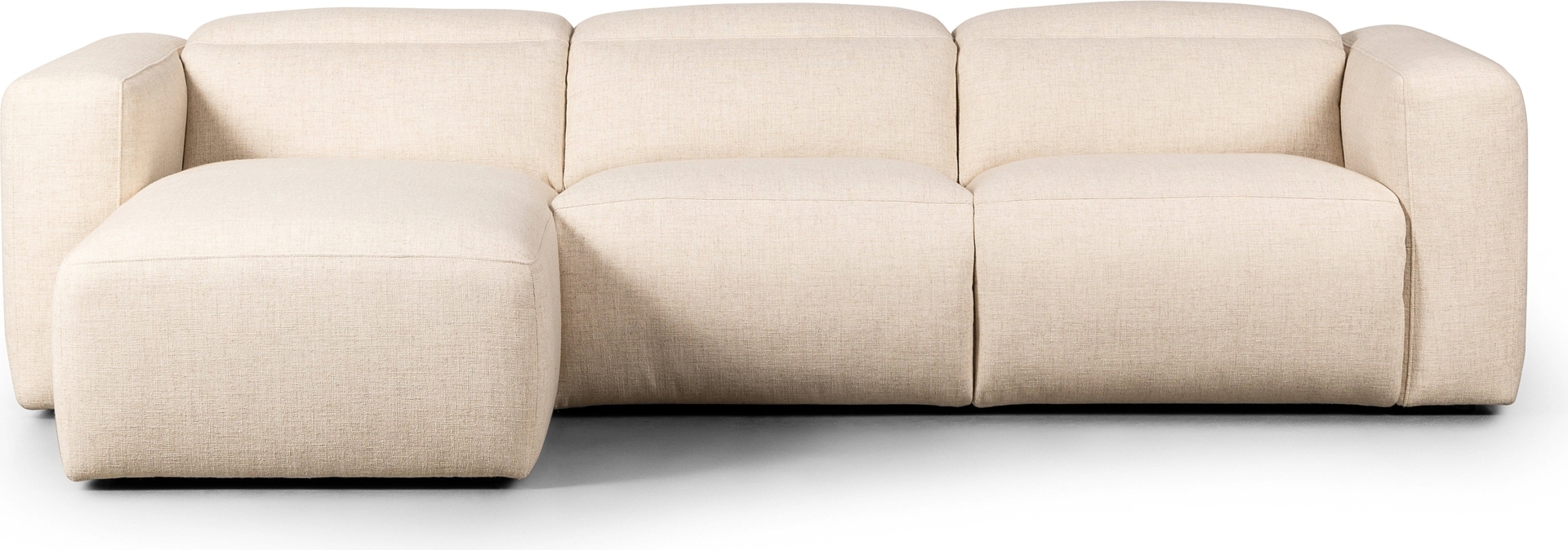 Four Hands Radley Power Recliner 3-Piece Sectional - Color: Antigo Natural; Orientation: Left Chaise