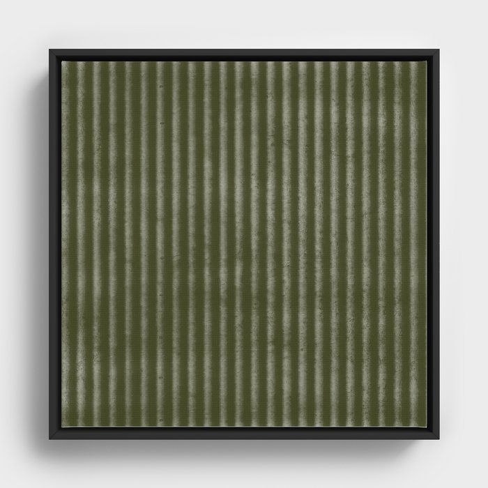 Framed Canvas | Ribbed (olive Green) by Summer Sun Home Art - Black - 20" x 20" - Society6