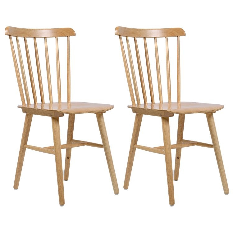 Glam Rubberwood Dining Room Chair Slat Back Side Chair (Set of 2) - Wood / 2 Piece Set
