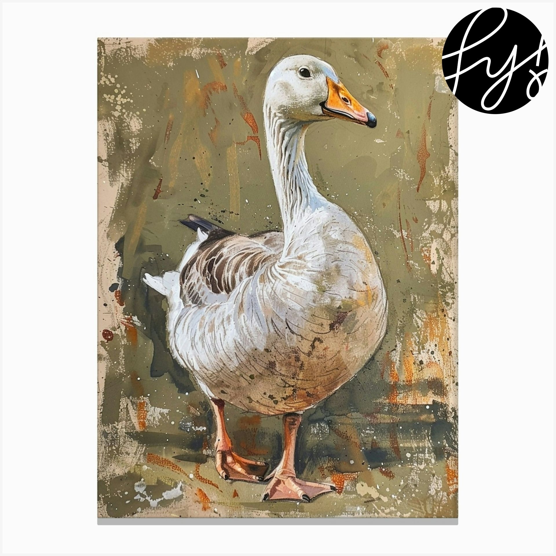 Goose Pastel Watercolour 1 Canvas Print
