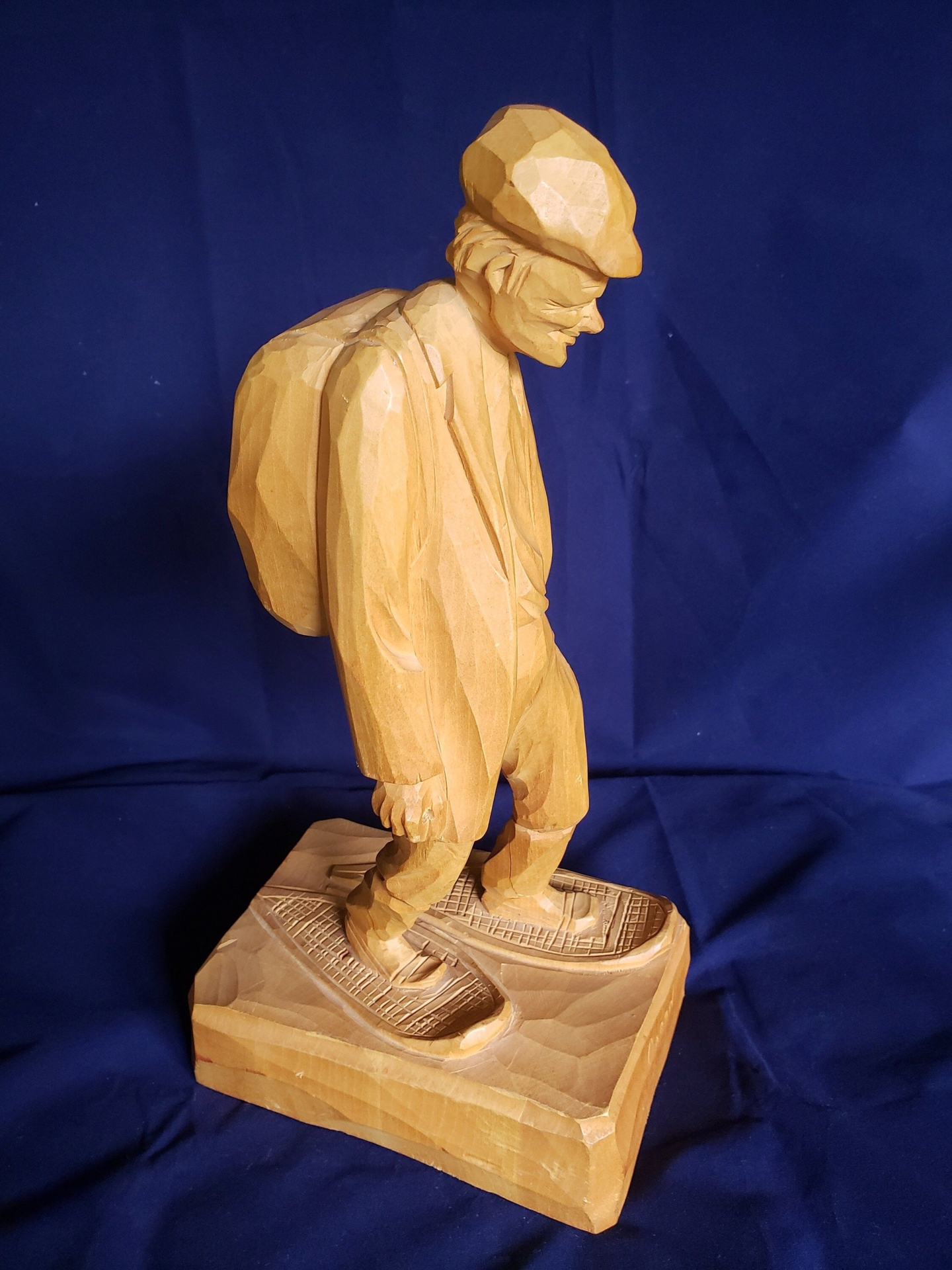 Hand carved  sculpture by Caron old man Quebec Canada  home decor collector  peice 12.5 inches tall