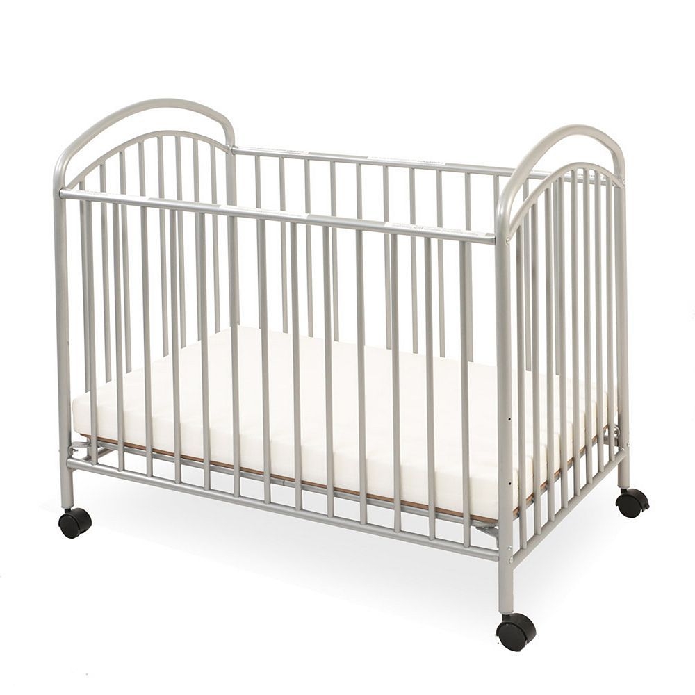 LA Baby Classic Arched Mini Portable Crib with Mattress, Grey
