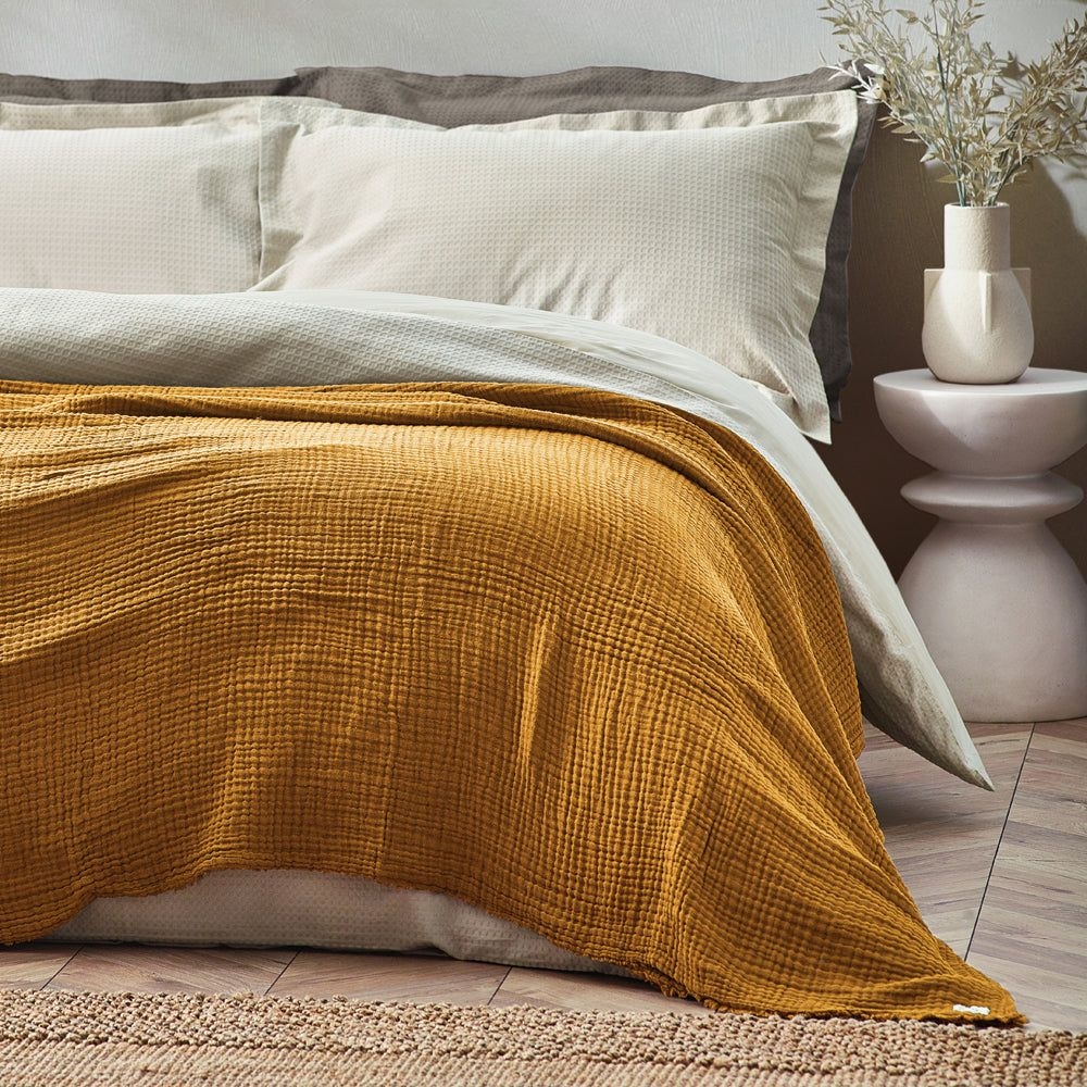 Lark Muslin Cotton Oversized Throw Cumin - Cumin / 240 x 260cm