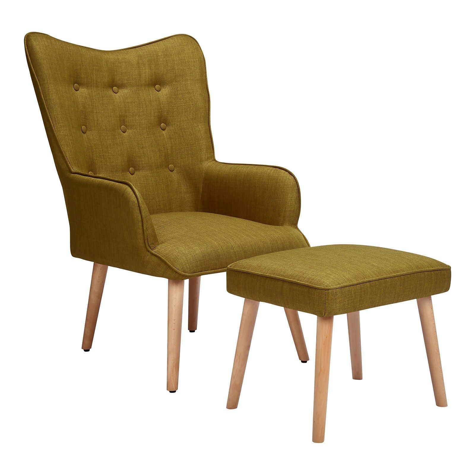 Leon Chair & Footstool - Moss Green