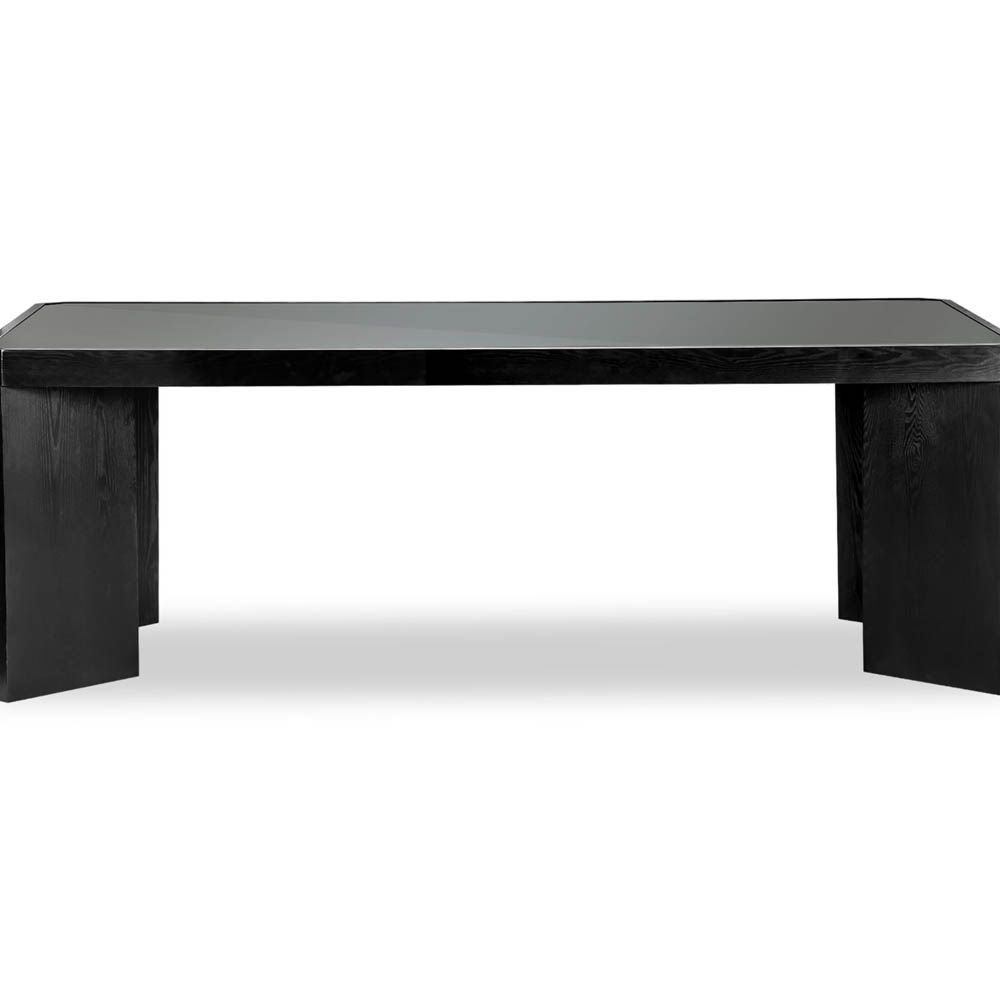 Liang & Eimil Baltimore Dining Table - Black Glass/Black Ash Veneer