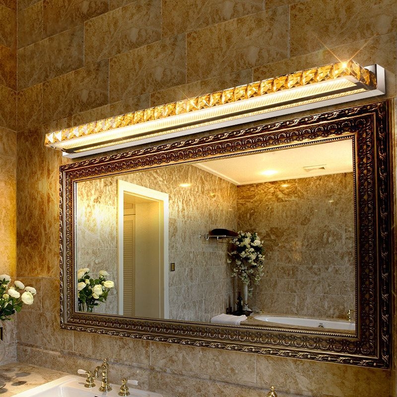 Linear Vanity Wall Light Contemporary Crystal 1 Light Gold Wall Sconce in Warm/White Light for Bathroom, 16/22/24.5 Wide - 24.5 / Gold / White Light