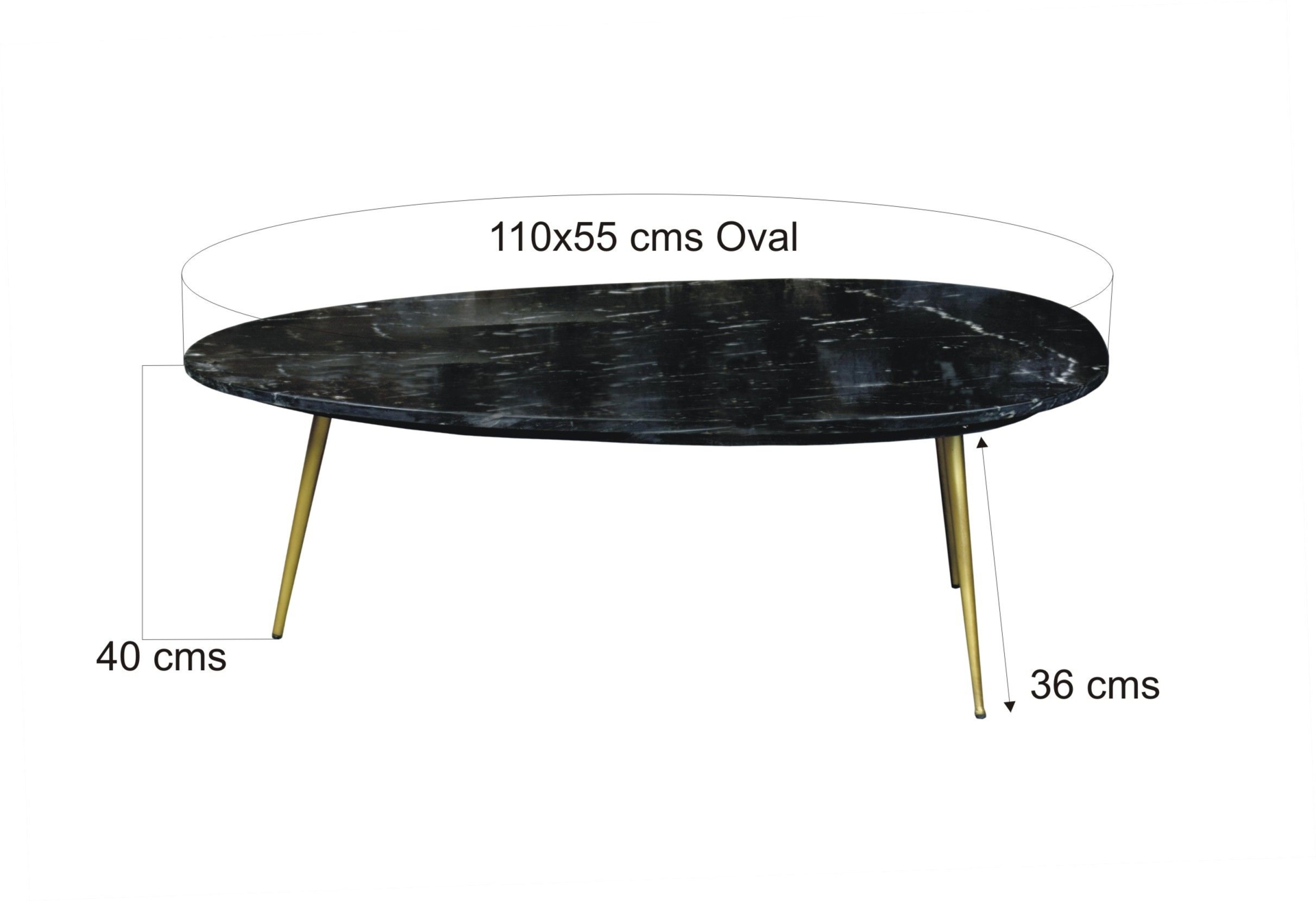 Livingfurn | Salontafel Organic Marble Black Gold - 110cm