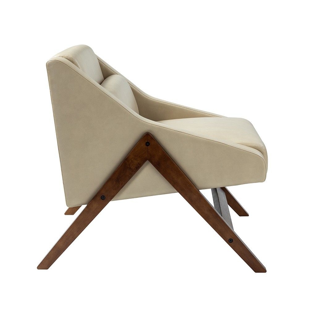 Mario mid century modern Ergonomic accent side chair indoor for bedroom and living room Side Chair | ARTFUL LIVING DESIGN-IVORY