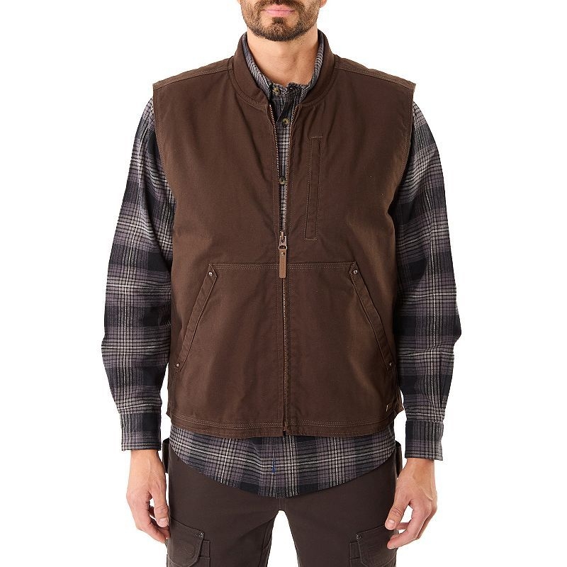 Men's Smith's Workwear Sherpa-Lined Duck Canvas Work Vest, Size: Large, Brown