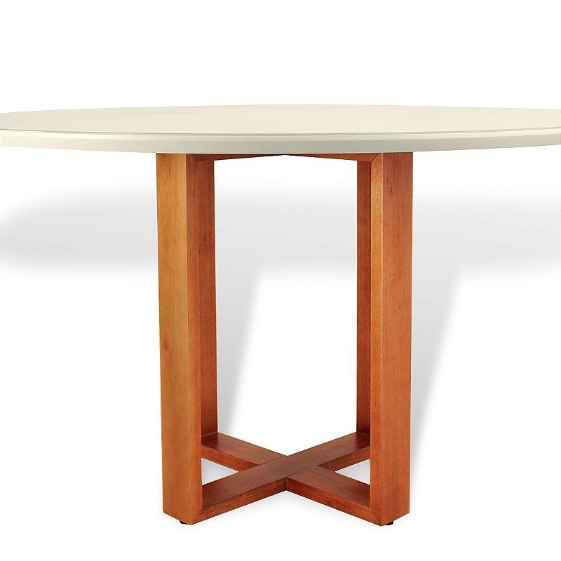 Mesa de Jantar Jequitib Tampo Redondo Base Quadrada