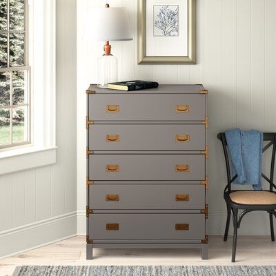 Mistana Gaertner 5 - Drawer Standard Dresser Chest, Wood in Gray, Size 49.25 H x 36.0 W x 18.0 D in | Wayfair