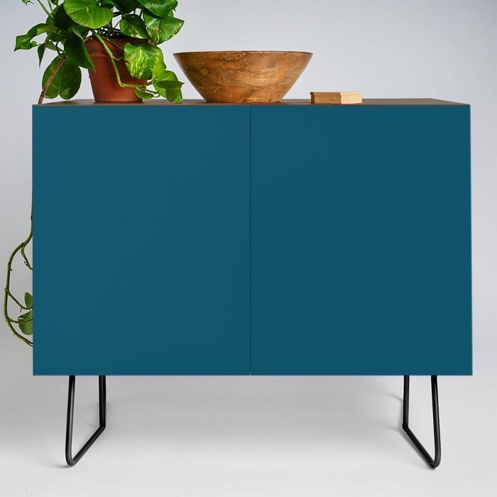Modern Credenza Cupboard | Morocco Blue Solid Colour by Kierkegaard Design Studio - Black - Walnut - Society6