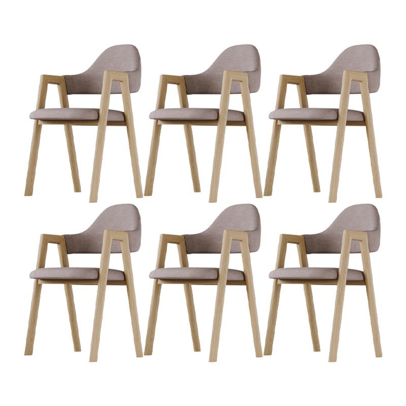 Modern Indoor-Outdoor Metal Dining Room Side Chair Open Back Dining Side Chair with Arm - Coffee / 6 Piece Set