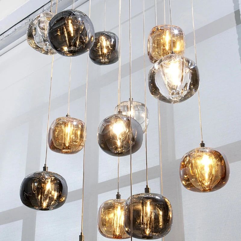 Modern Nordic Crystal Glass Ball Design LED Pendant Lamp For Dining Room Kitchen Bar Bedroom Ceiling Chandelier G4 Hanging Light - Transparent 10cm