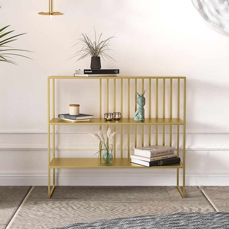 Modern Style Etagere Bookcase Open Back Metal Bookshelf for Home - 27.6L x 11.8W x 31.5H / Gloss Black
