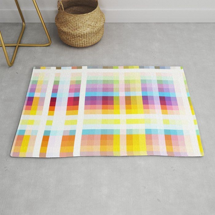 Modern Throw Rug | Myling - Colorful Decorative Abstract Art Stripes Pattern by Alphaomega - 2' x 3' - Society6