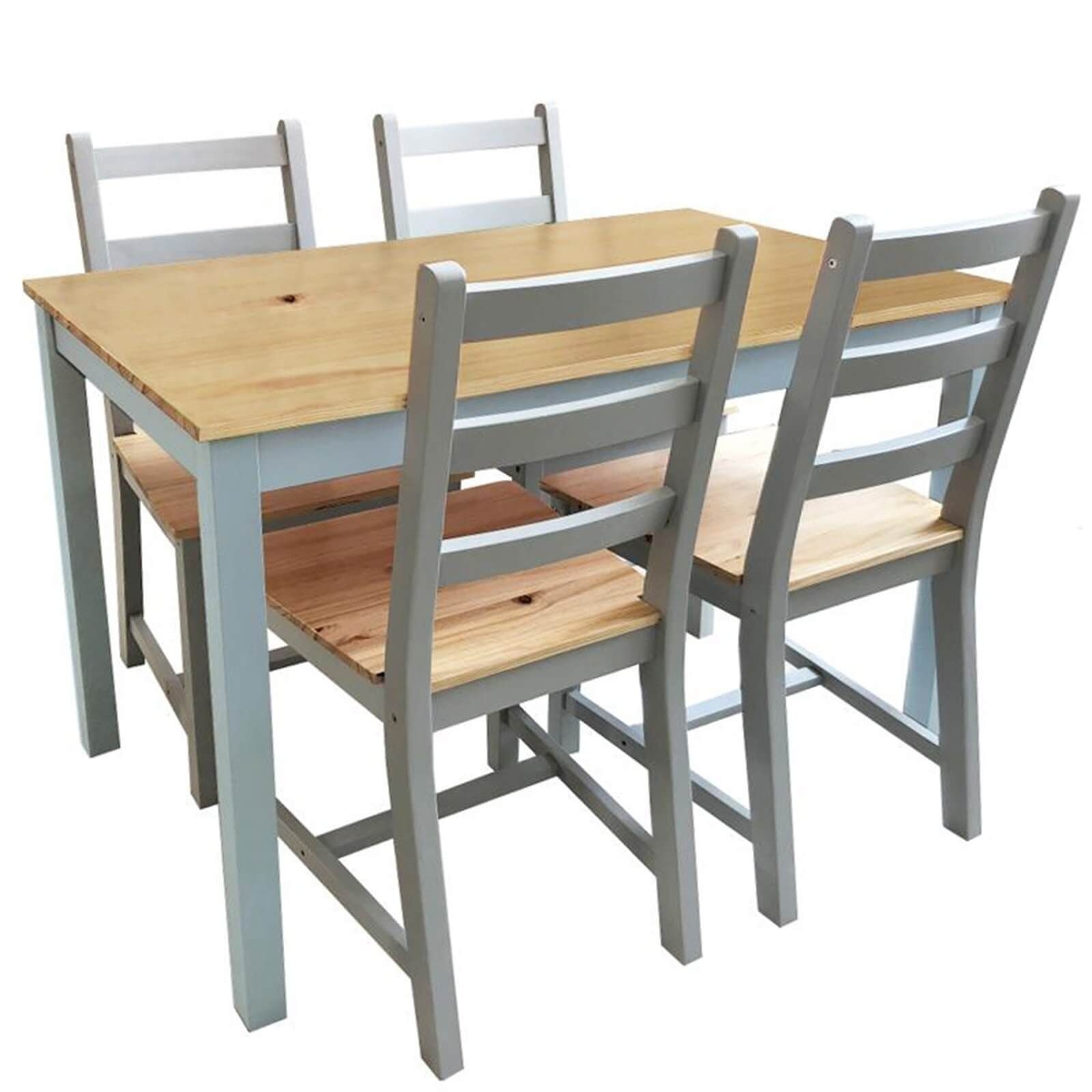 Mortimer Pine 4 Seater Dining Set Grey