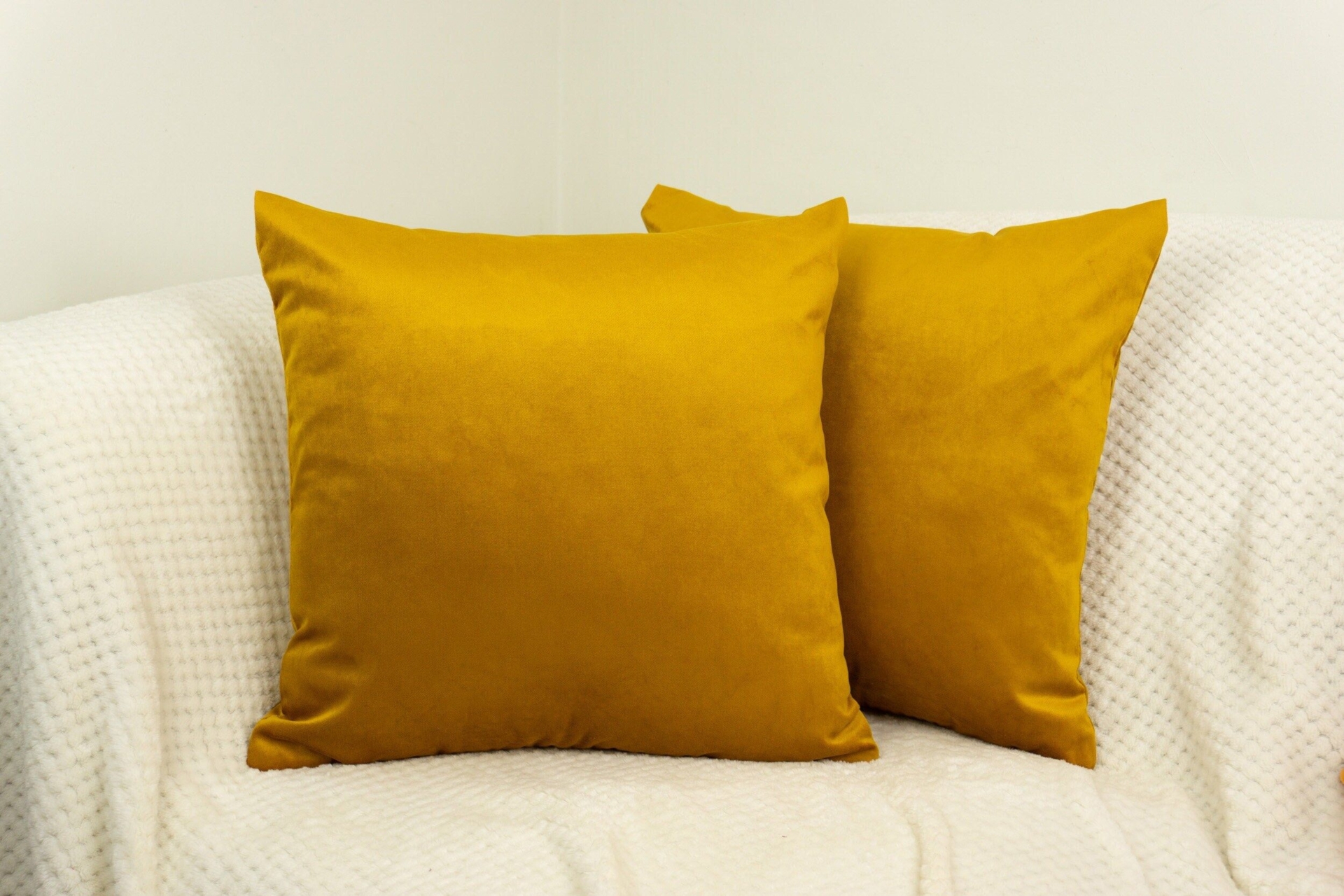 Mustard Yellow Velvet Pillow Cover, Plush Gold Velvet Throw Pillow, Decorative Velvet Pillow, Custom Size Pillow by Tiny&Comfy