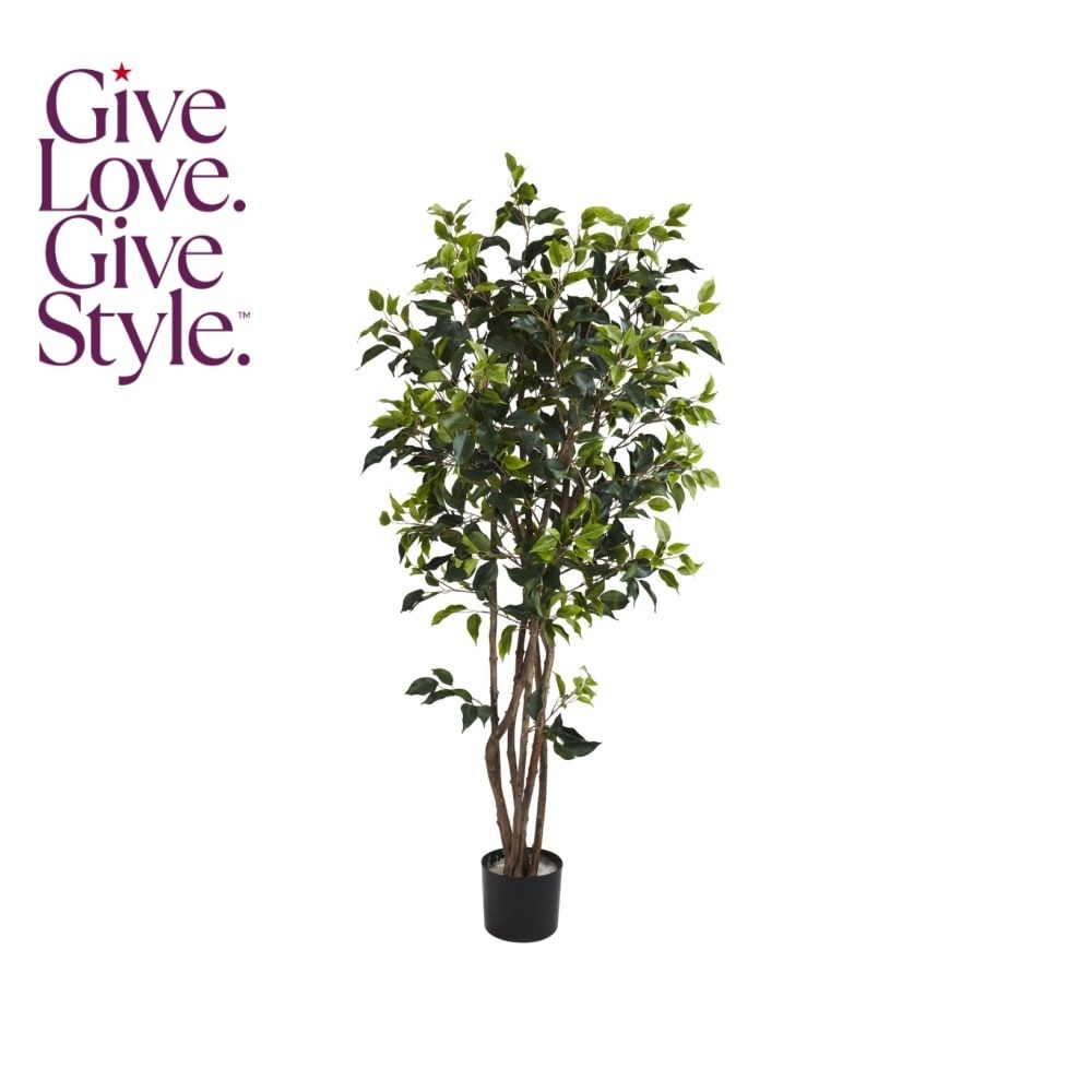Nearly Natural 5' Ficus Bushy Faux Silk Tree - Green