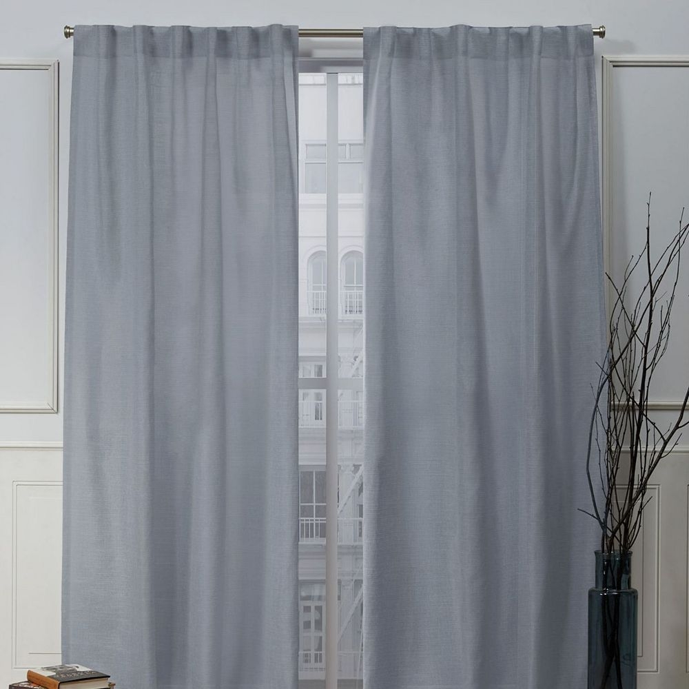 Nicole Miller New York 2-pack New York Faux Linen Slub Textured Window Curtains, Blue, 54X84