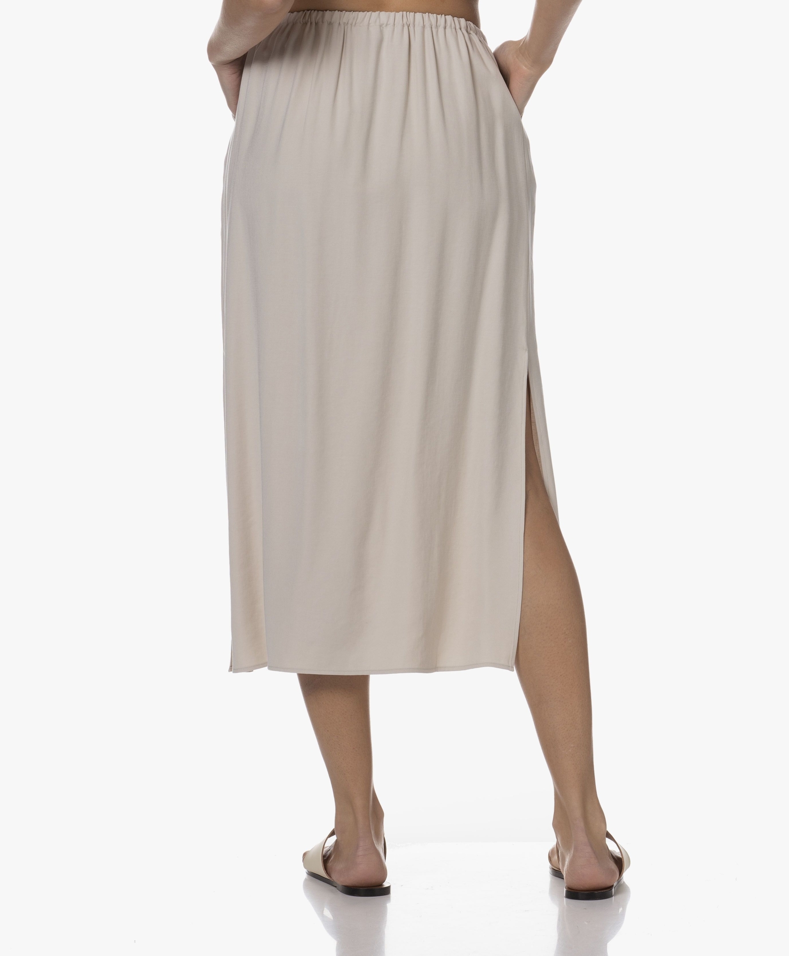 no man's land Rok - Dames - Peach Viscose - Midi - Linen Beige - 61.675