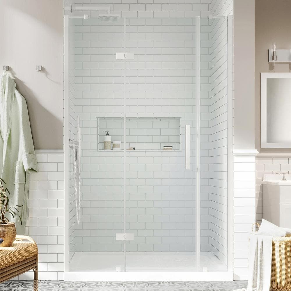 OVE Decors Tampa 72 in. L x 32 in. W x 72 in. H Alcove Shower Kit with Pivot Frameless Shower Door in Chrome and Shower Pan, Grey