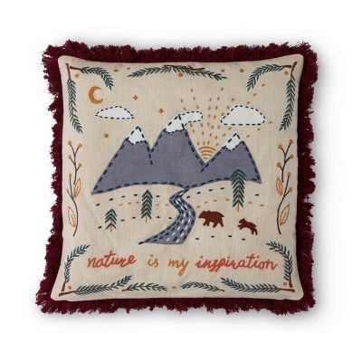 Park Hill Collection Mountain Road Appliqued Cotton Pillow