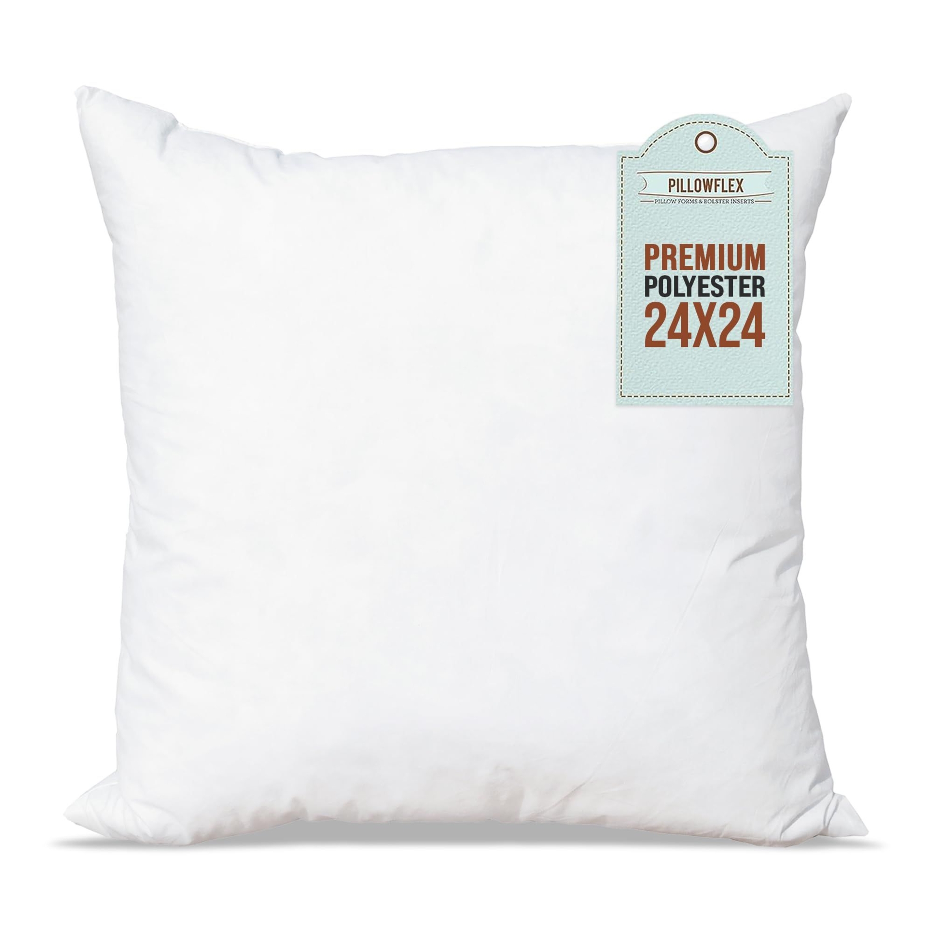 Pillowflex Premium Polyester Pillow Insert - 24"x24" Pillow Form - Machine Washable, Accent Throw Insert, Small Square Throw Size Couch Pillow Sham Insert - 1 Decorative Pillow