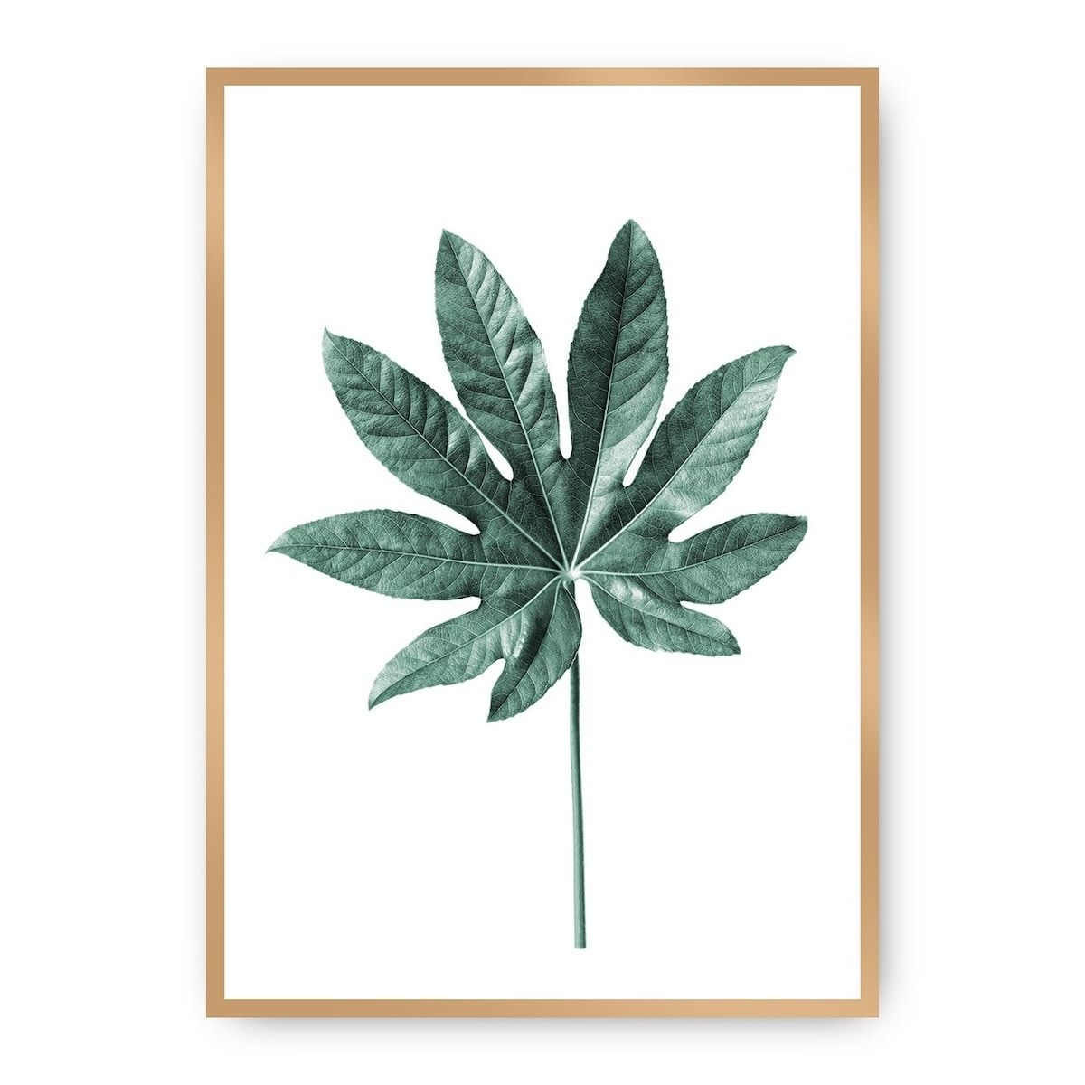 Plakat Leaf  Emerald Green, 50 x 70 cm, Ramka: Zota