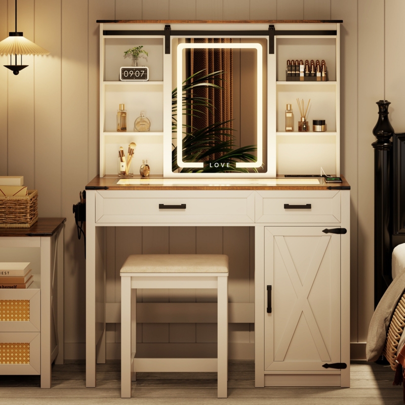 Polett Makeup Vanity with LED Light Outlets