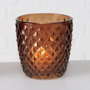 &Quirky Marilu Brown Glass Tealight Holder : Set of 4