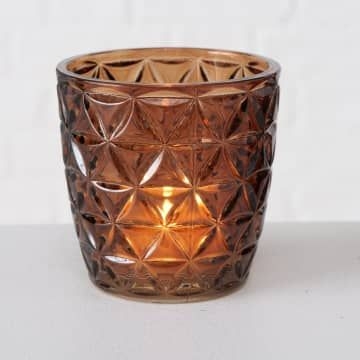 &Quirky Marilu Brown Glass Tealight Holder : Set of 4