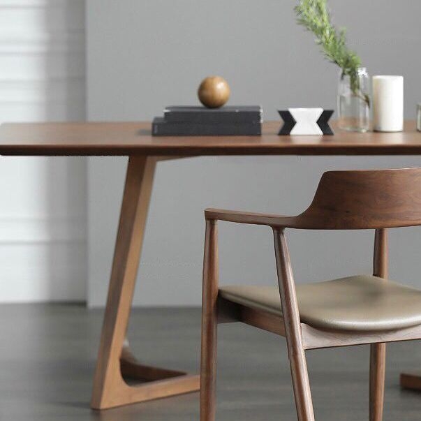 Rectangle Wood Dining Table Solid Wood Table Modern with Double Pedestal Base - 94.5L x 39.4W x 29.5H / Without Chairs