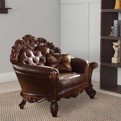 Red Barrel Studio Edgehill 41.73" Wide Tufted Leather Match Armchair Leather Match in Brown, Size 46.85 H x 41.73 W x 41.73 D in | Wayfair